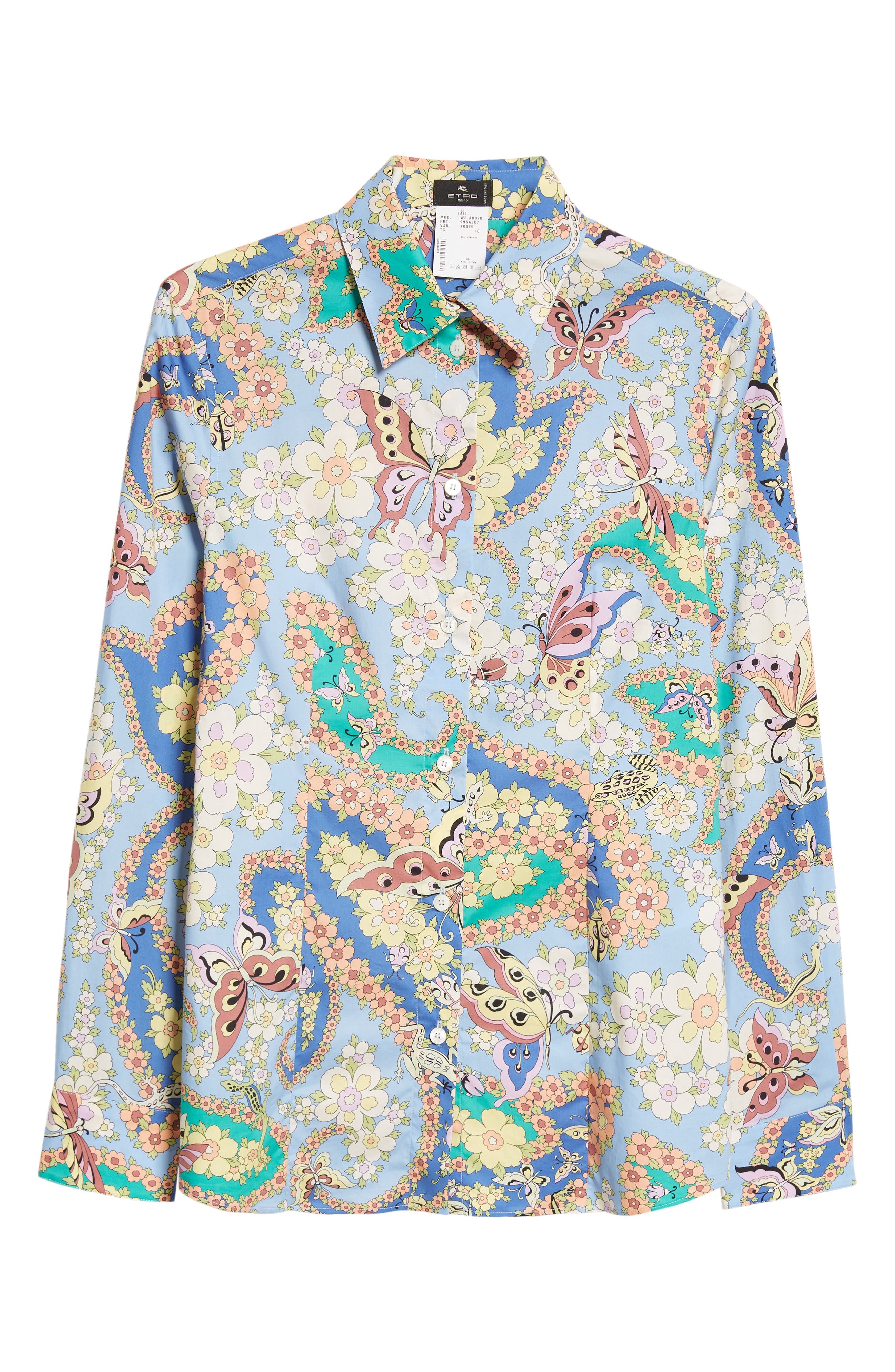 Etro Floral Paisley Stretch Poplin Button-Up Shirt in Stampa Blue at Nordstrom - 5