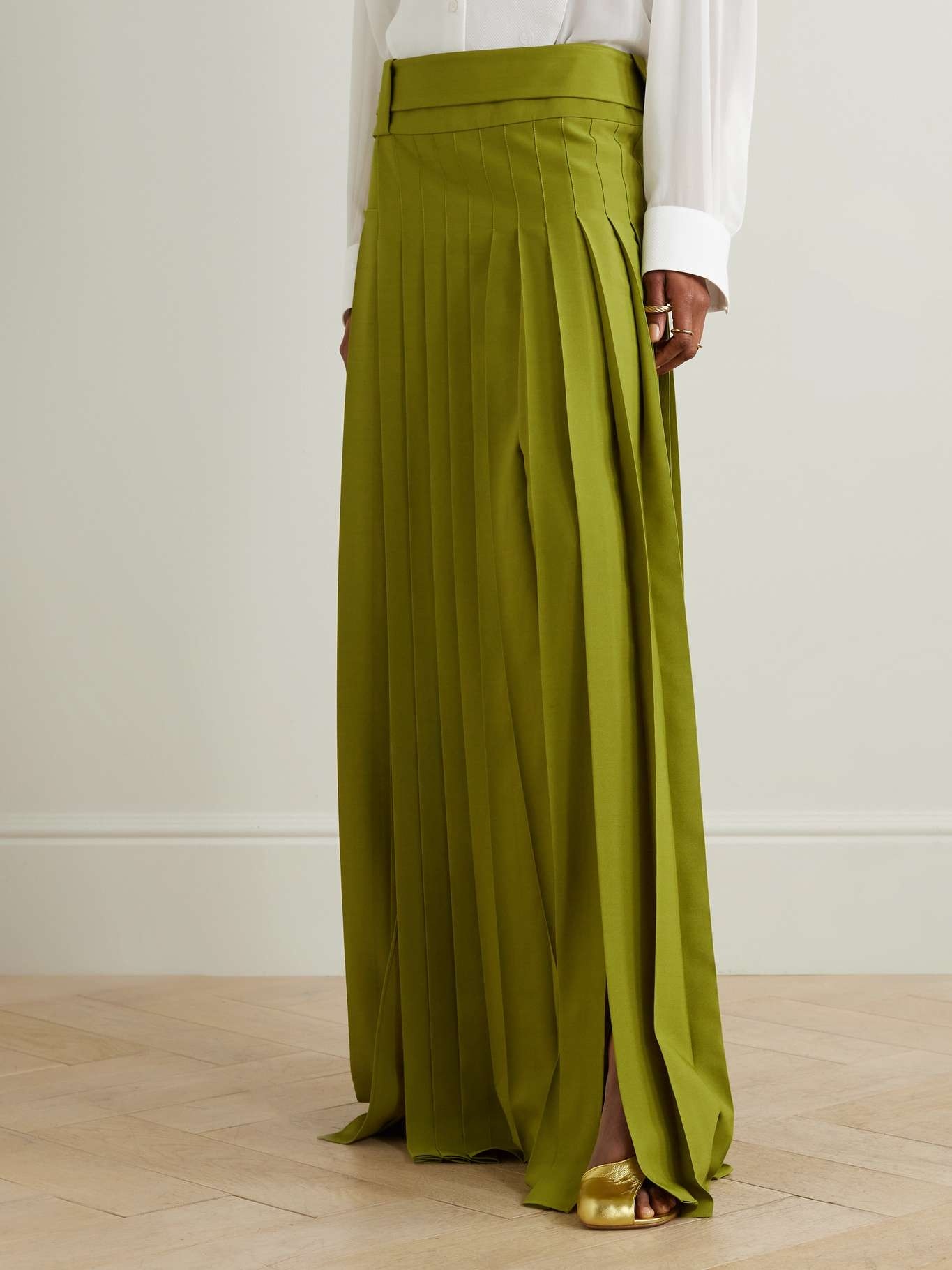 Pleated twill maxi skirt - 3