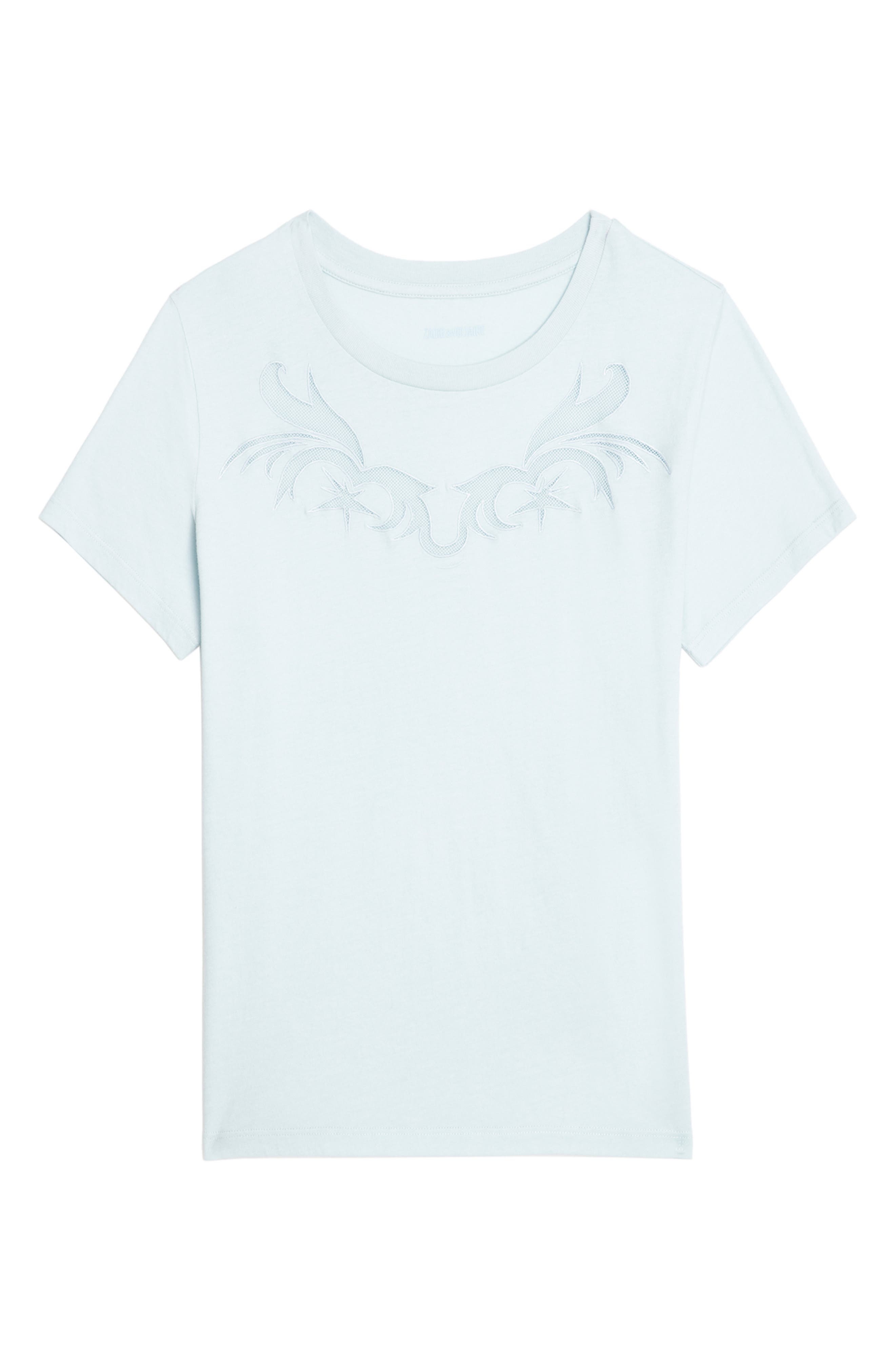 Zadig & Voltaire Alys Mesh Inset Cotton T-Shirt in Cloud at Nordstrom - 5