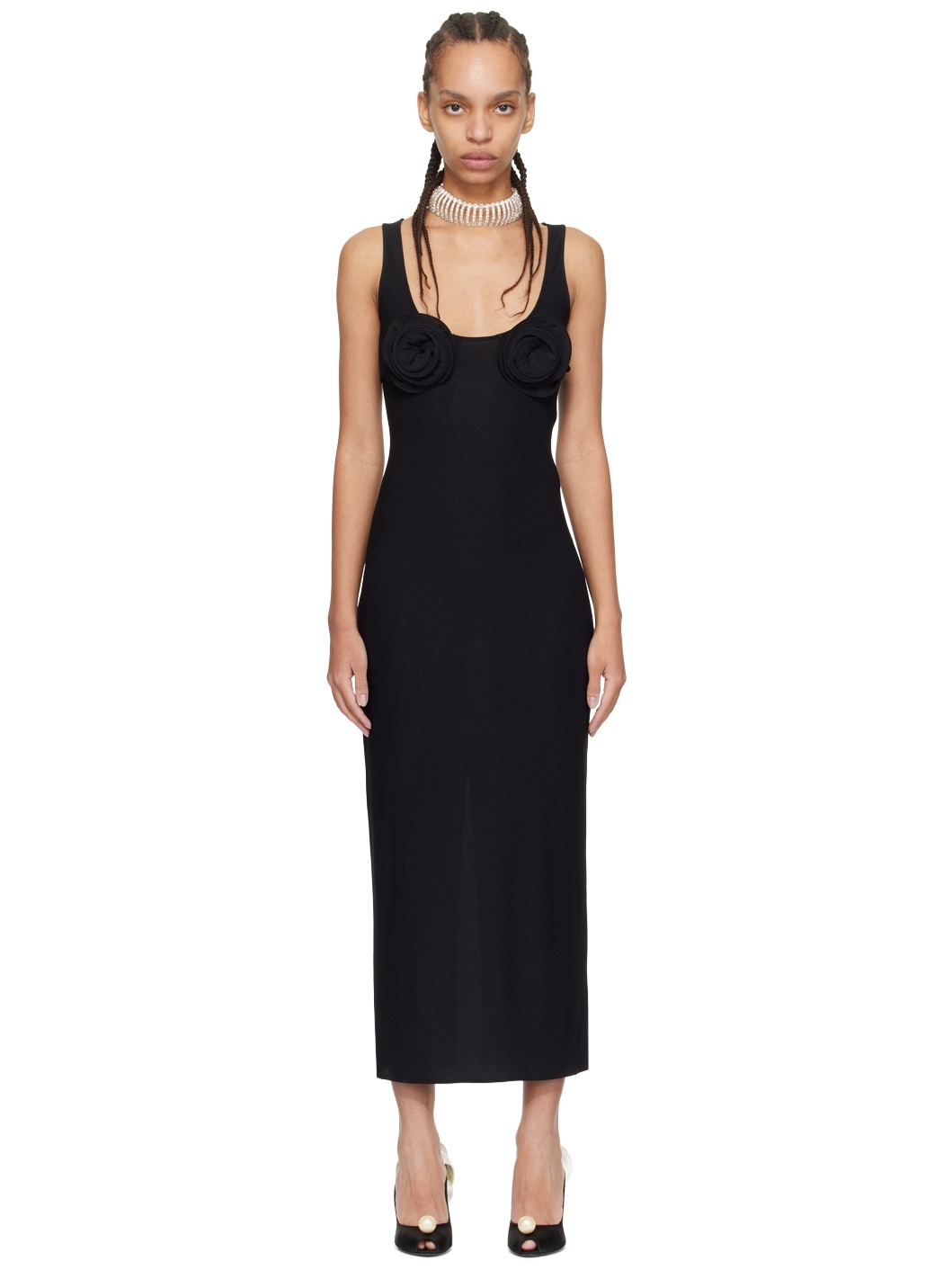 Black Flower Midi Dress - 1