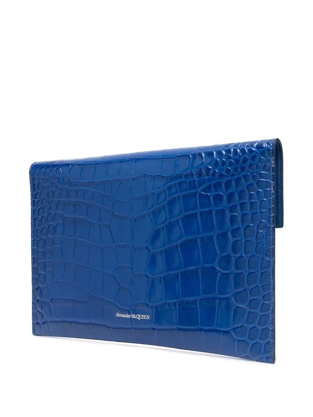 crocodile-effect skull-charm clutch bag - 4