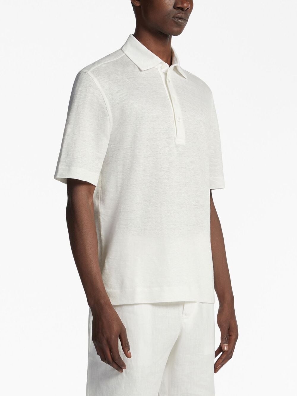 short-sleeve linen polo shirt - 2