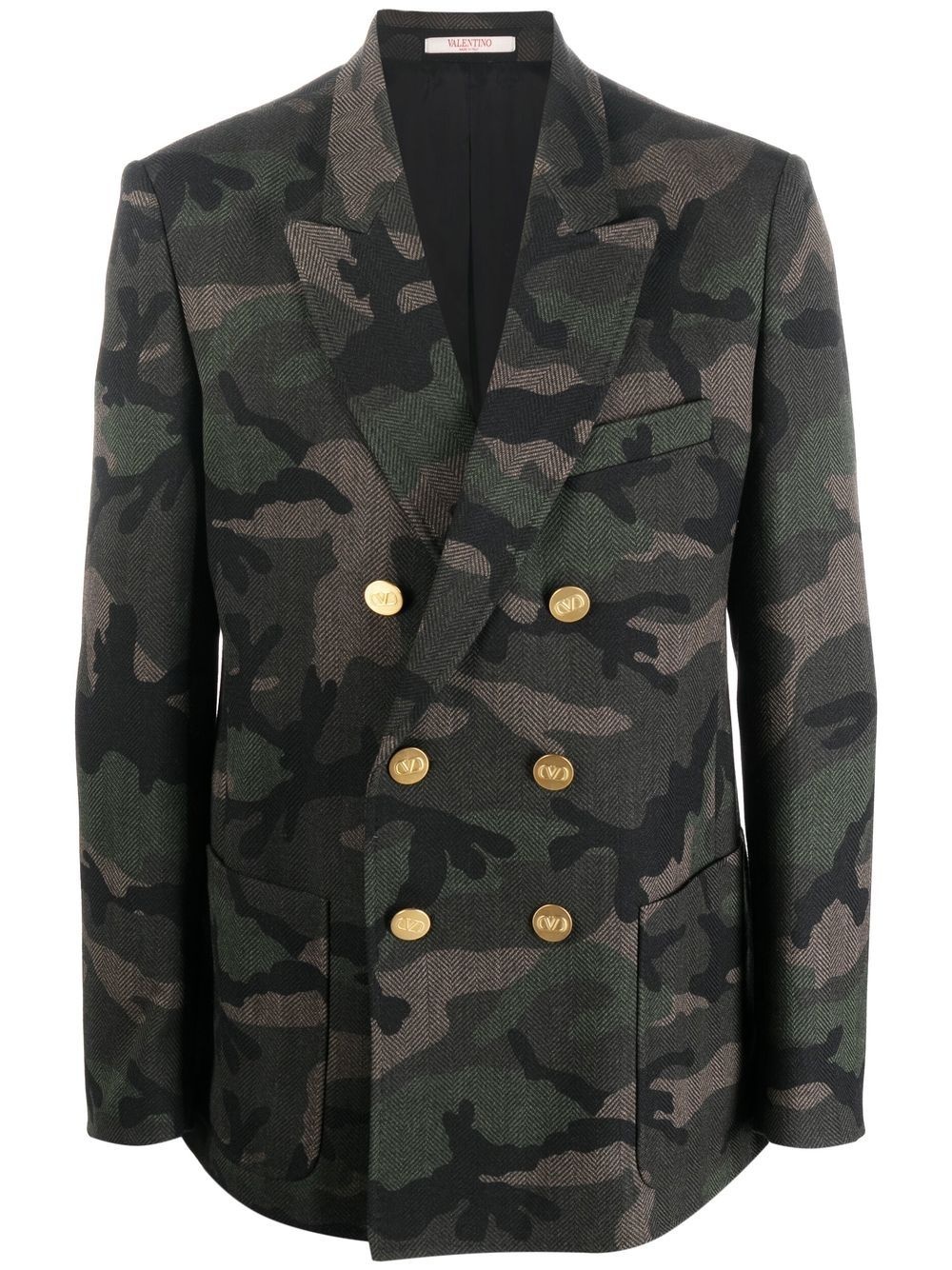 double-breasted camouflage blazer - 1