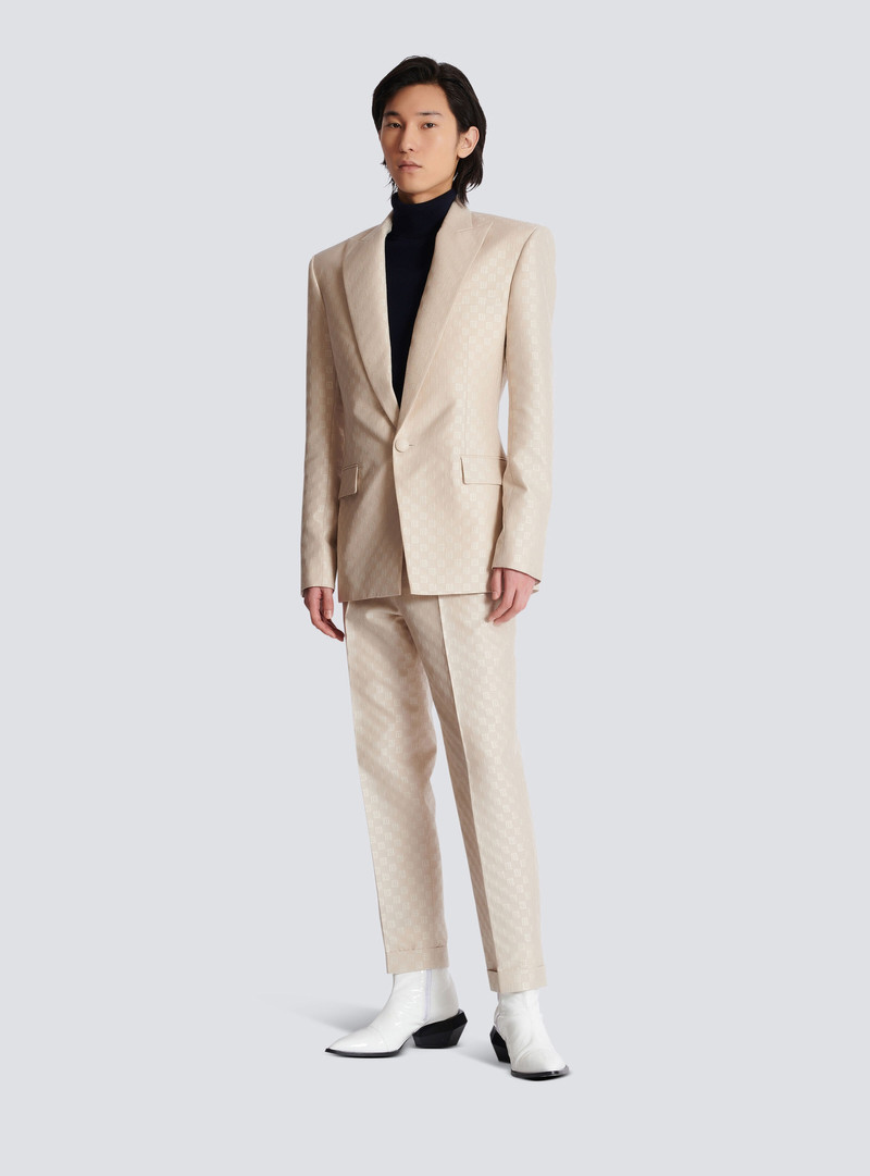 Balmain PB Labyrinth jacquard straight-leg trousers outlook