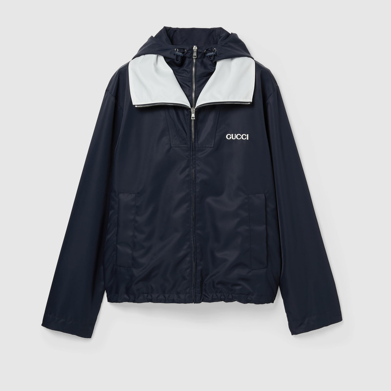 Nylon twill jacket with patch 1