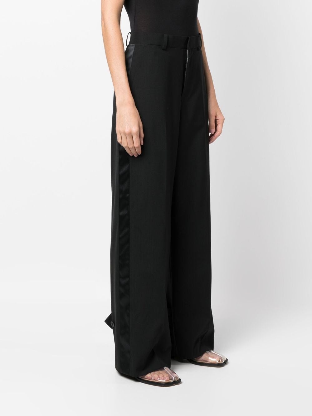 satin-trim high-waisted trousers - 3