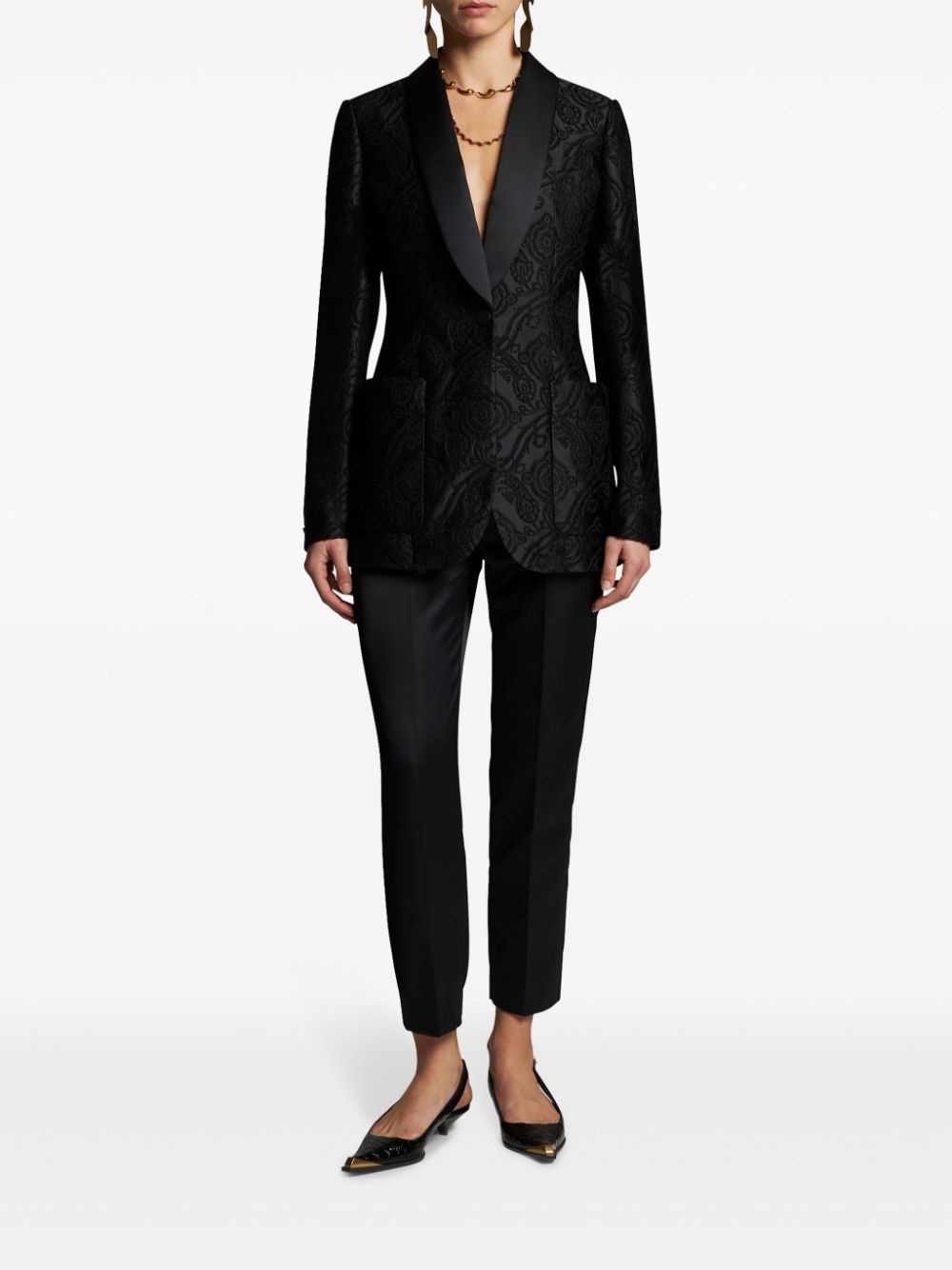 silk jacquard blazer - 2
