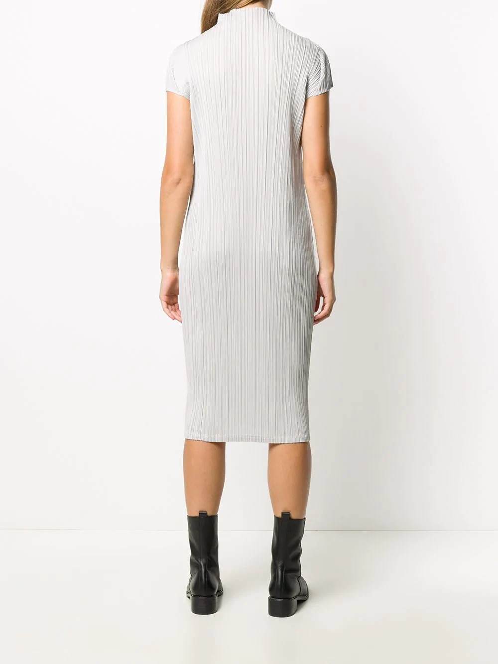 pleated high-neck midi dress - 4