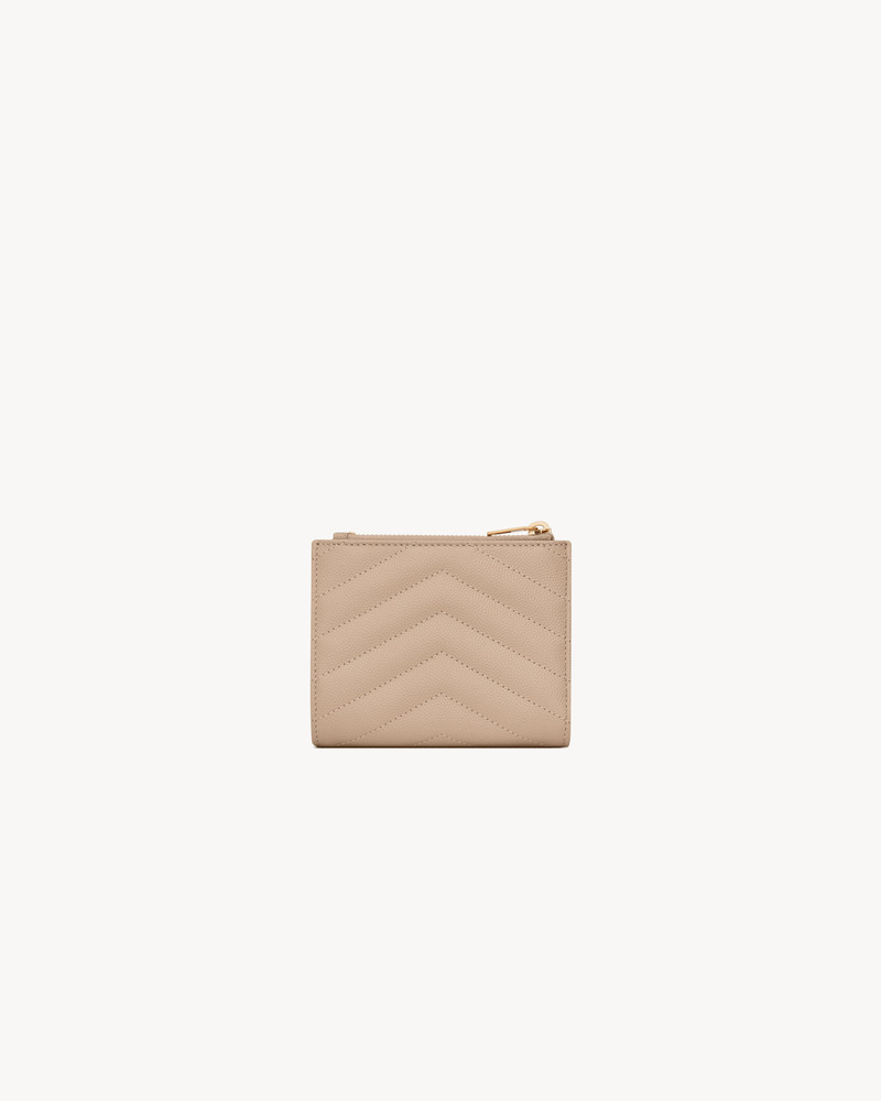 SAINT LAURENT CASSANDRE MATELASSÉ BI-FOLD WALLET IN GRAIN DE POUDRE LEATHER outlook