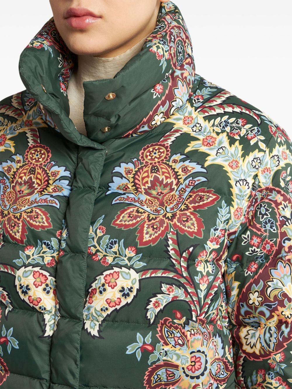 paisley-print zip-up puffer coat - 5