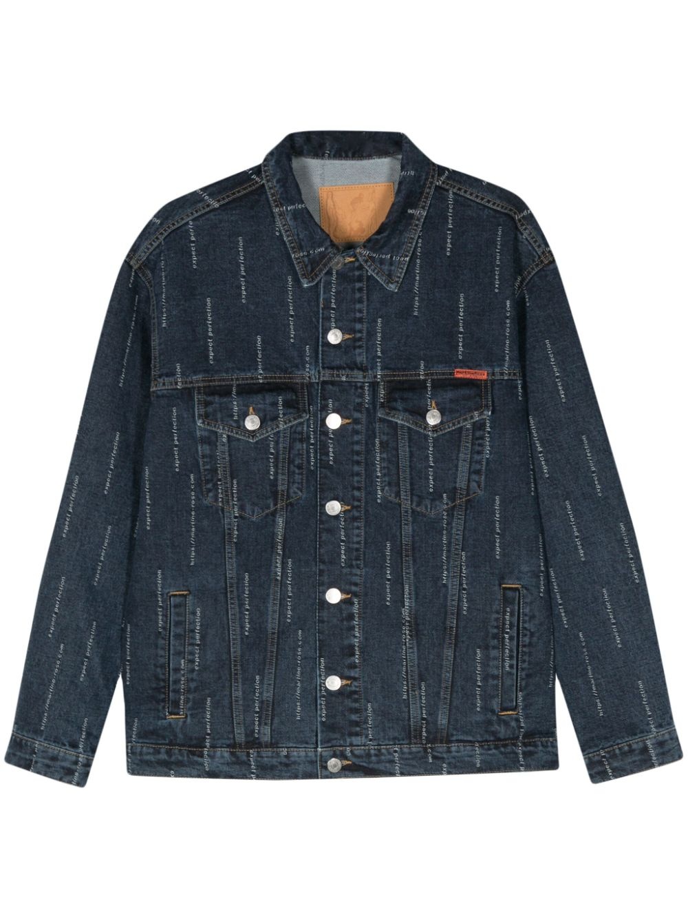 embroidered-slogan denim jacket - 1