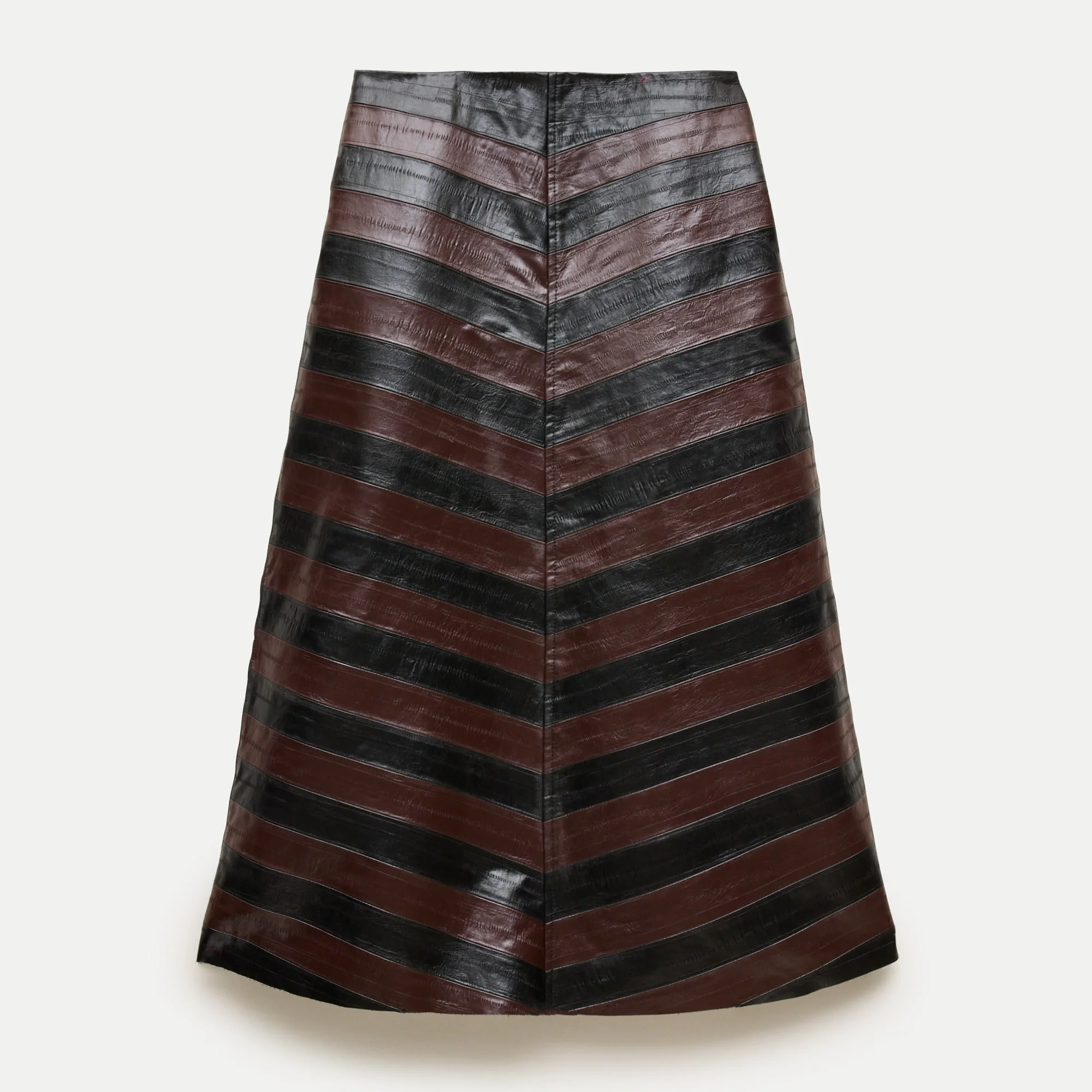 A-line skirt in striped eel-embossed faux leather - 1