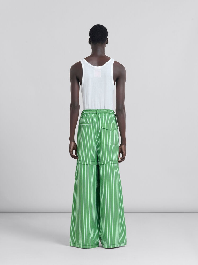 GREEN STRIPED ORGANIC POPLIN HYBRID CARGO PANTS - 3