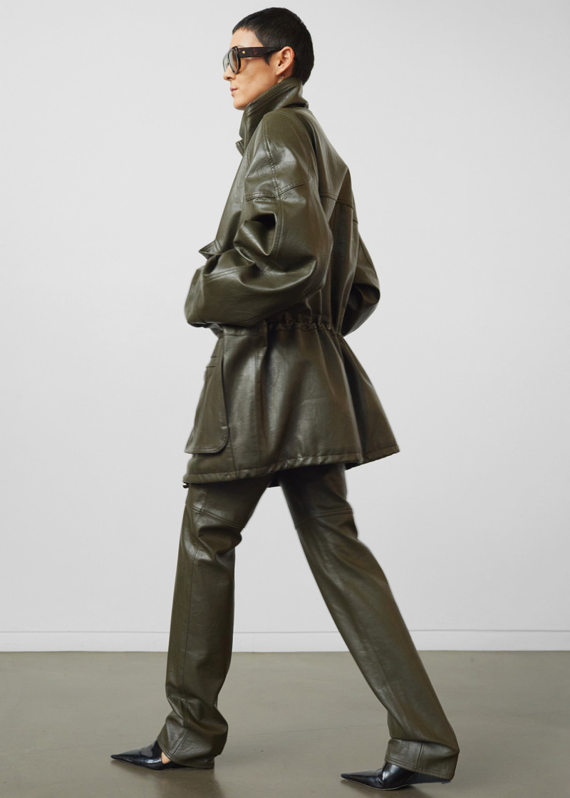 Ascona Faux Leather Jacket - Dark Olive 12