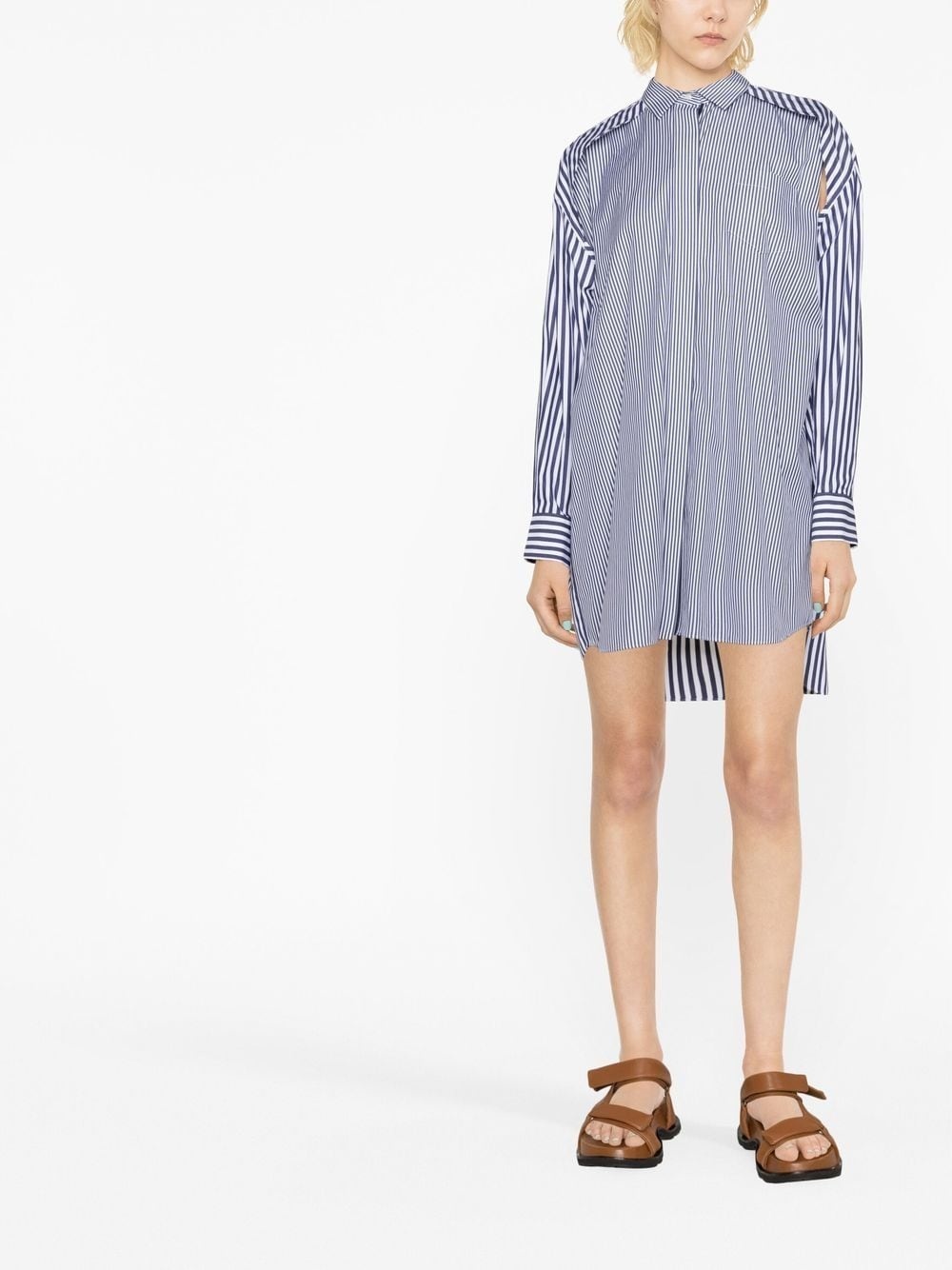 striped-panelled shirt dress - 3