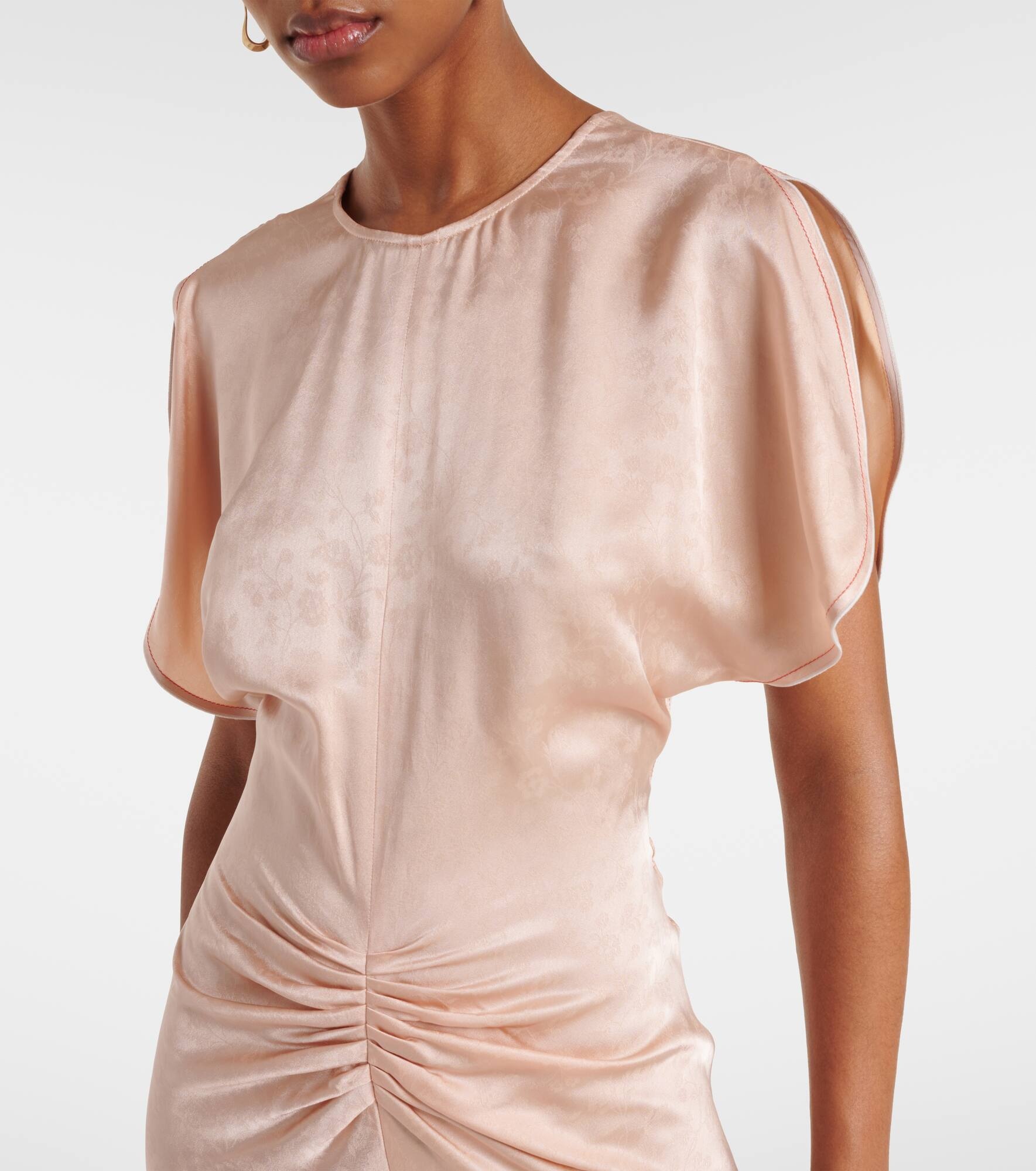 Ruched satin jacquard midi dress - 4