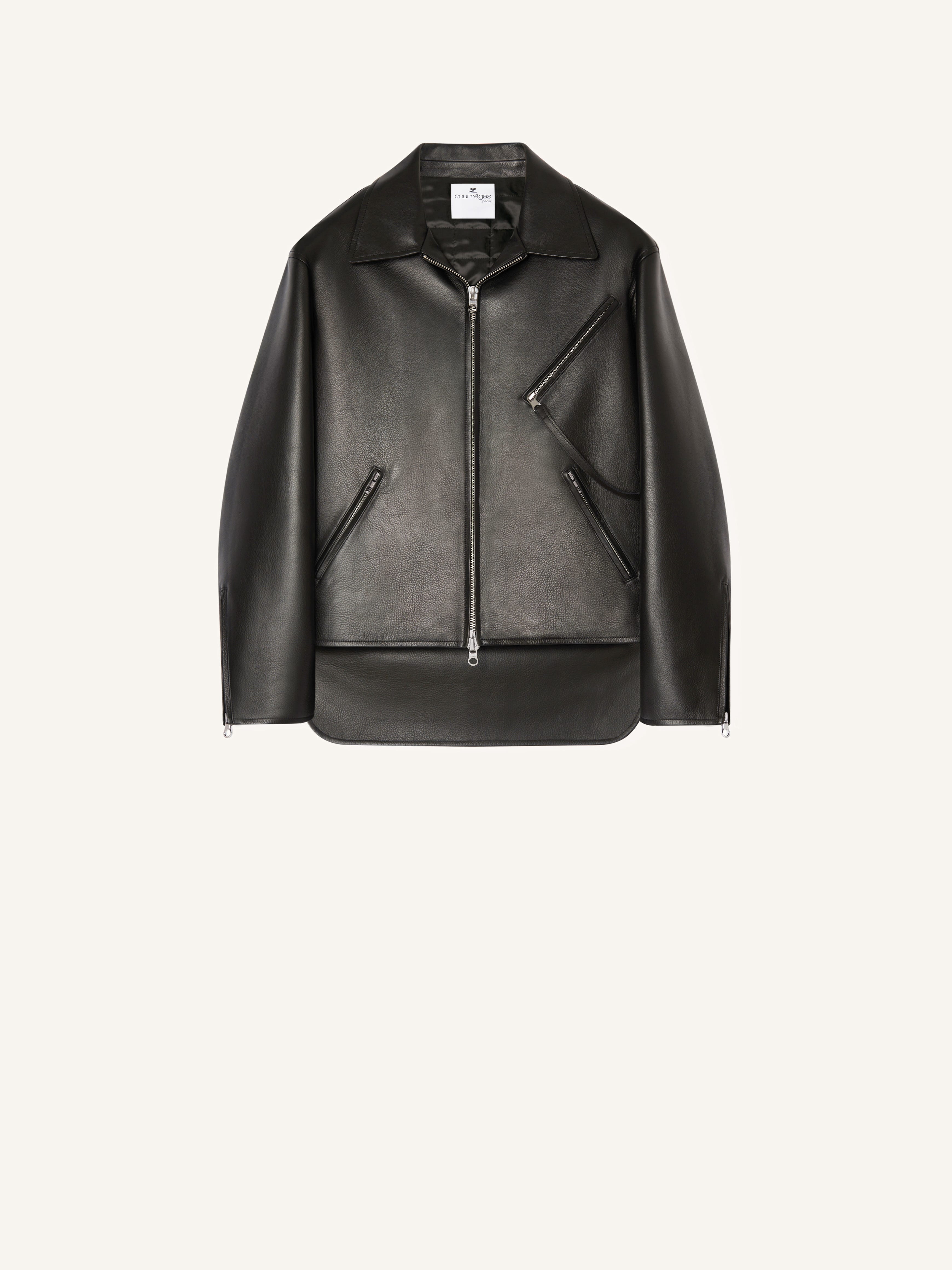 OVERSIZED LEATHER BIKER JACKET - 1