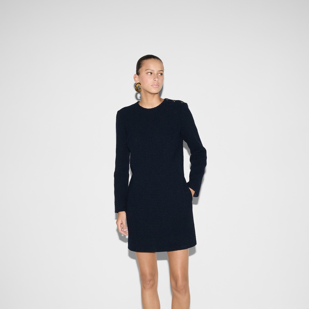 Checked bouclé wool dress - 3