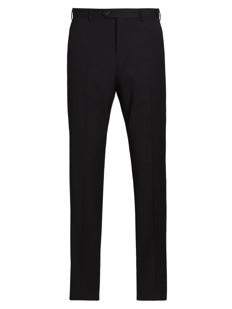Men's Flat Front Wool Trousers - Black 1