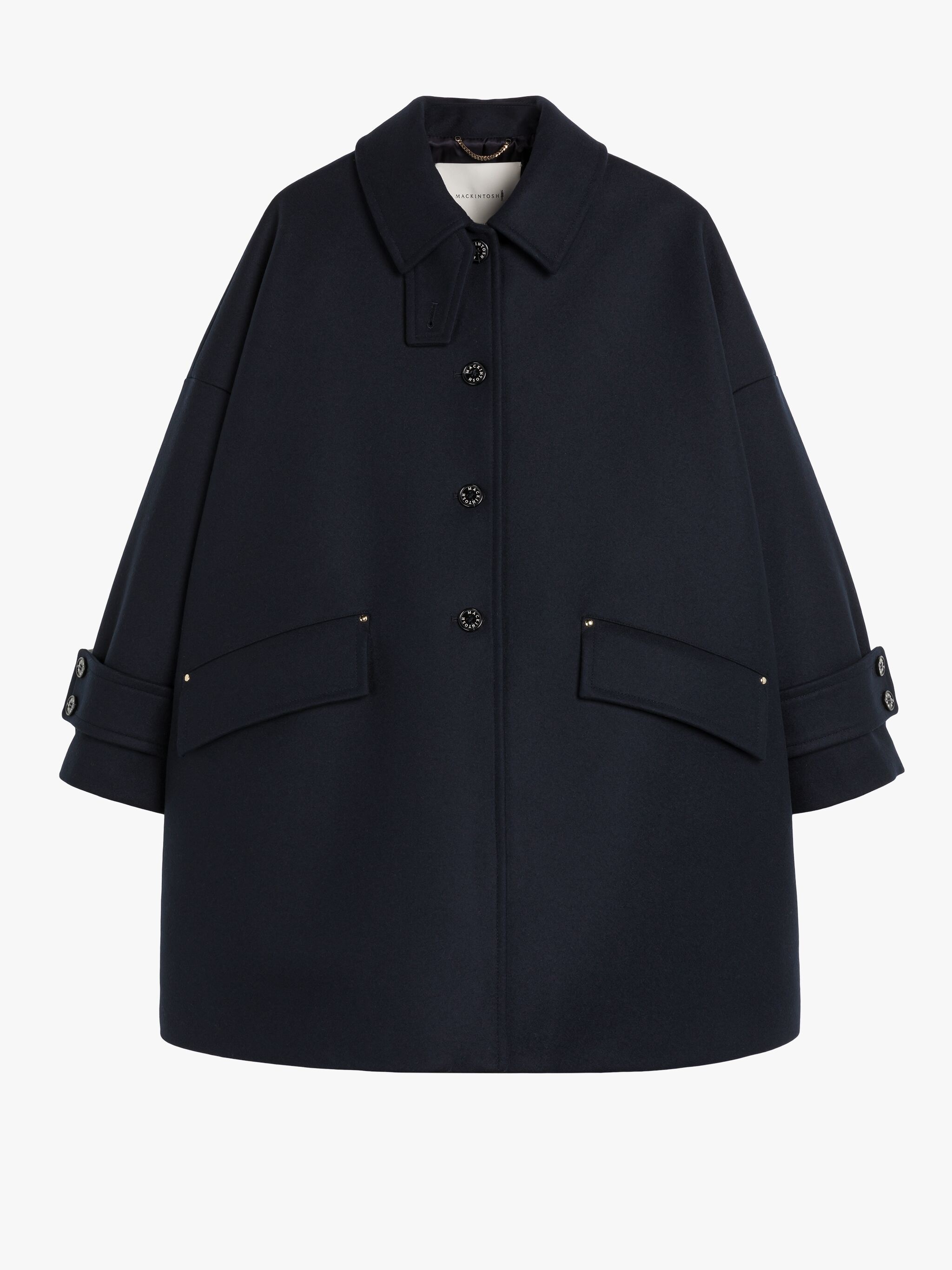 HUMBIE NAVY WOOL OVERCOAT - 1