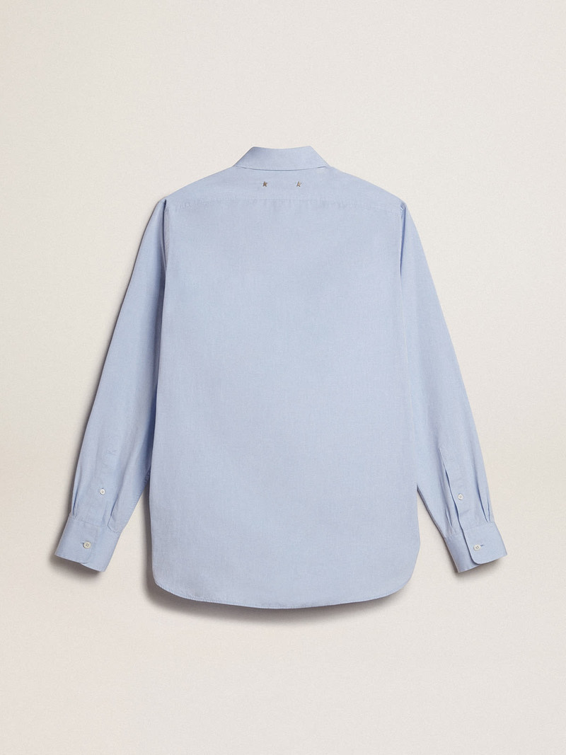 Baby-blue cotton shirt with embroidered pocket 5