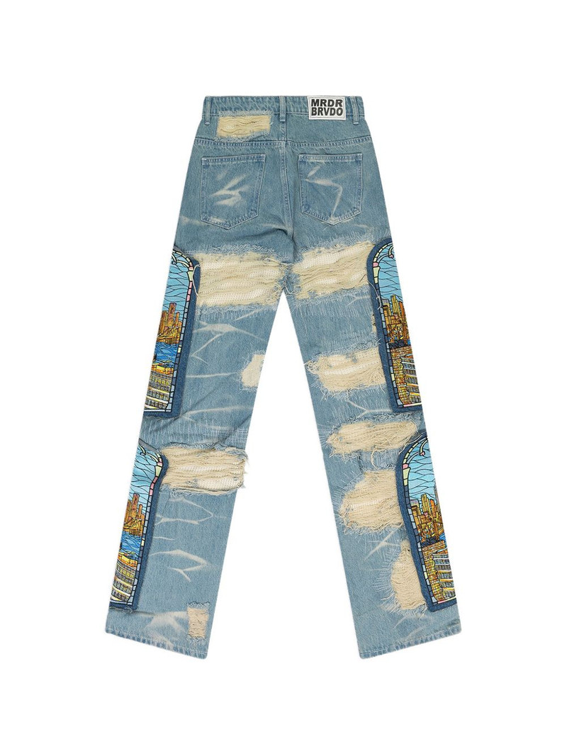 WHO DECIDES WAR stained glass ripped jeans outlook