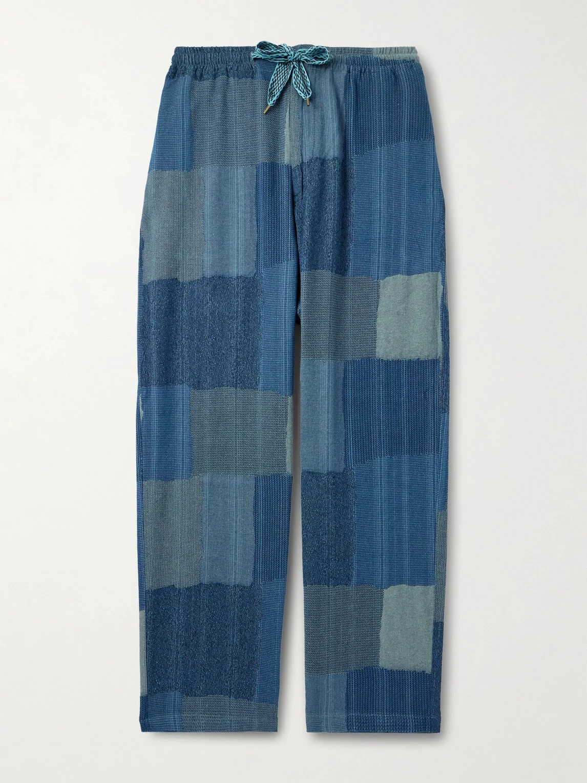 Tugihagi Easy Straight-Leg Patchwork Cotton Drawstring Trousers - 1