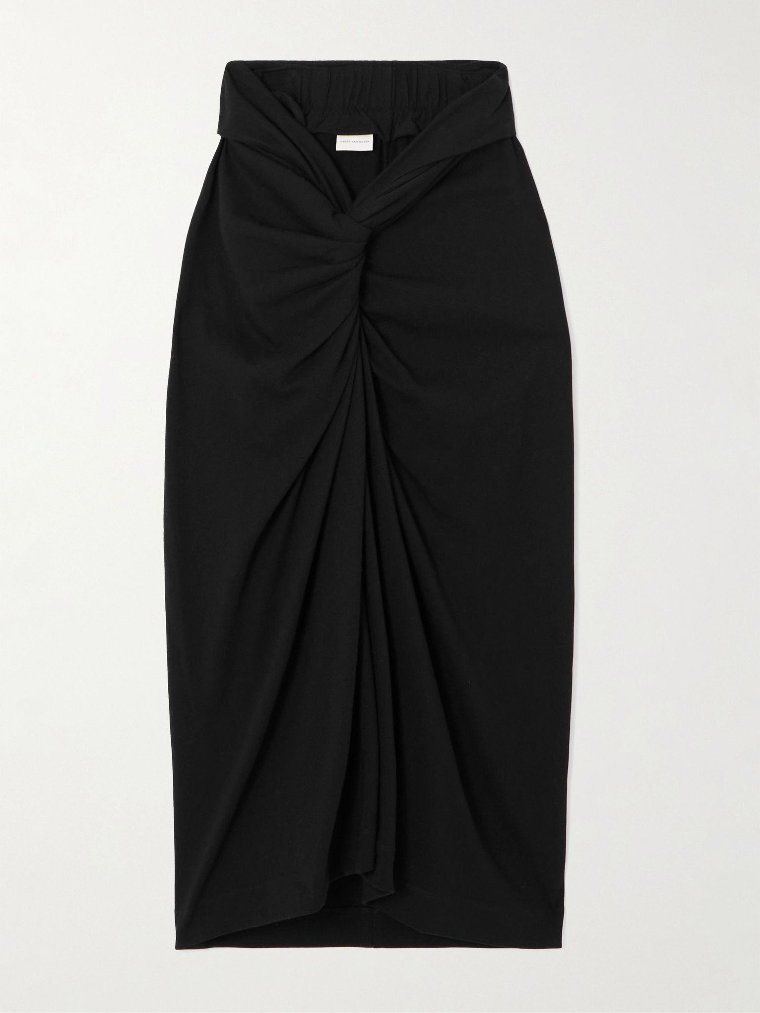 Twist-front cotton-jersey midi skirt Black - 1