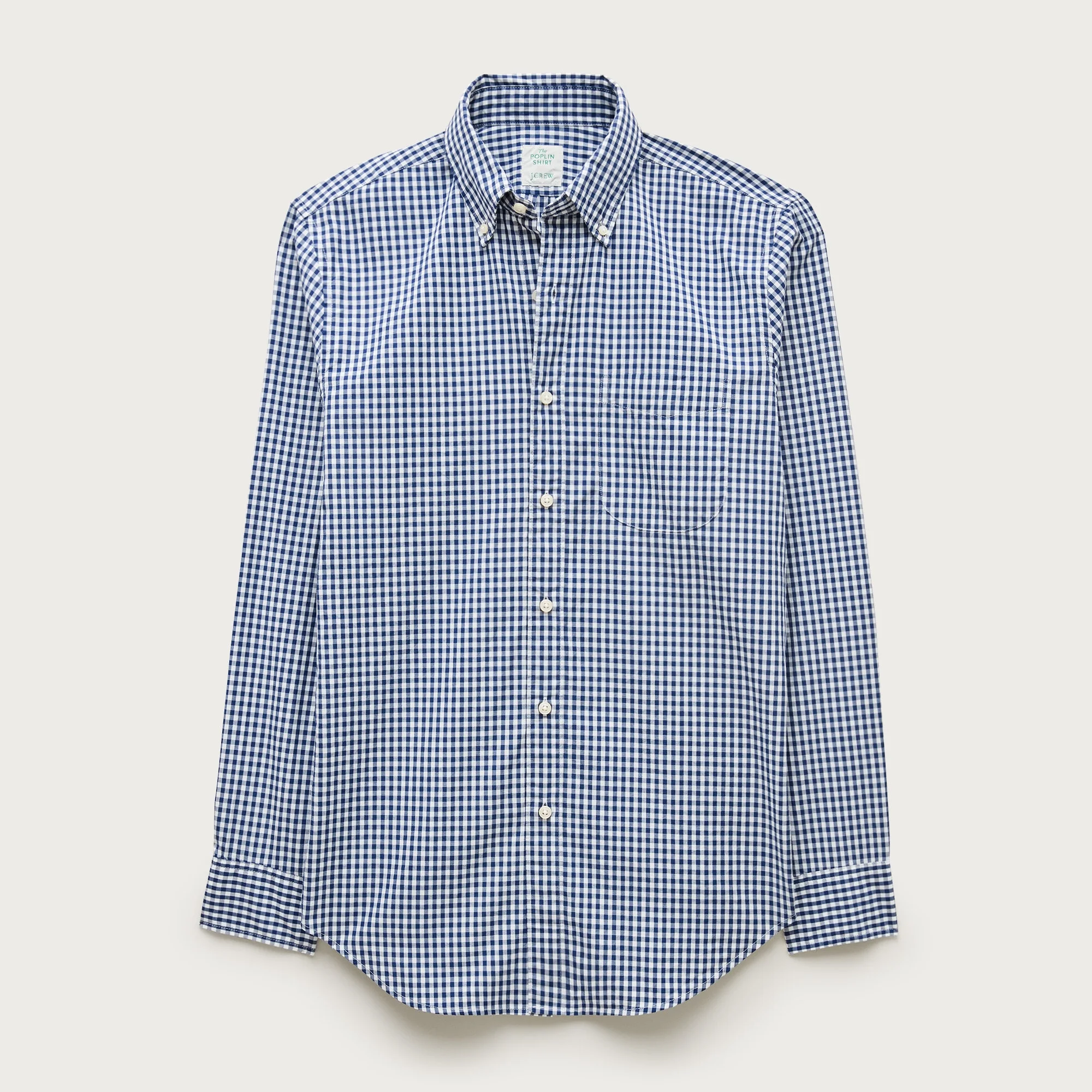 Poplin shirt with button-down collar - 1