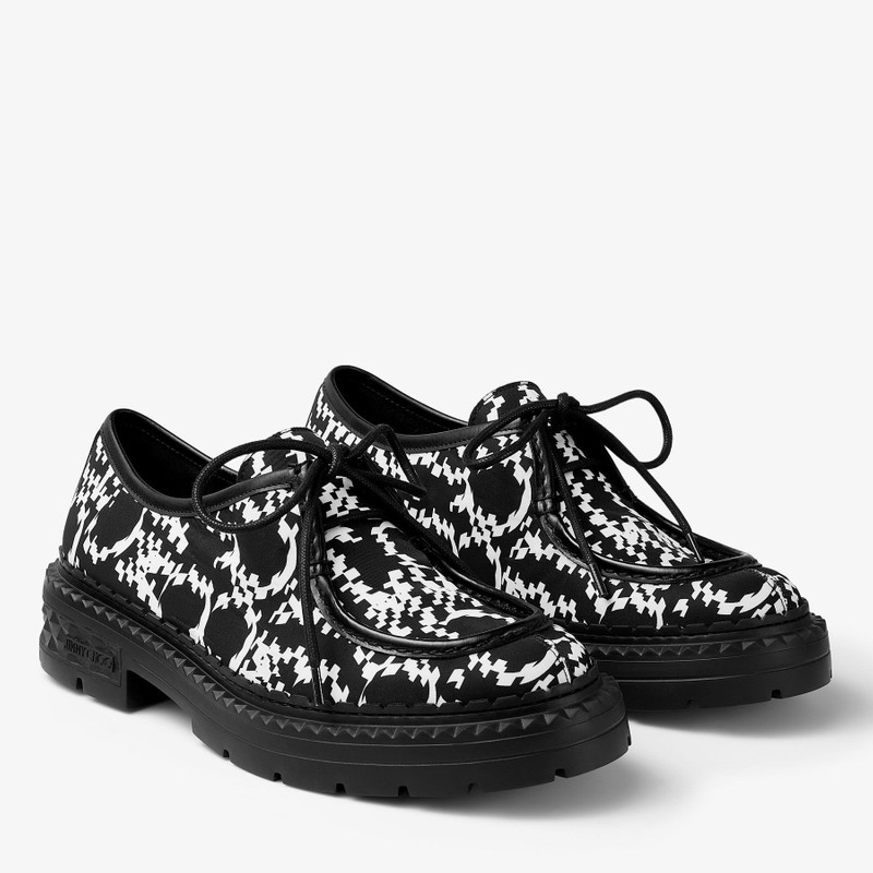 Marlow Moccasin
Black and White Nylon Moccasins with Distorted Jimmy Choo Print 2