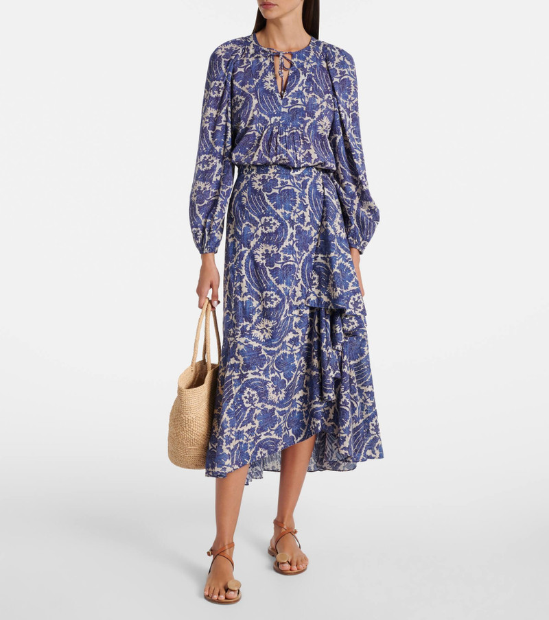 ULLA JOHNSON Brea printed cotton-blend blouse outlook