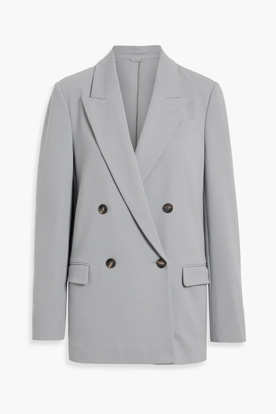 Double-breasted bead-embellished cotton-blend jersey blazer - 1