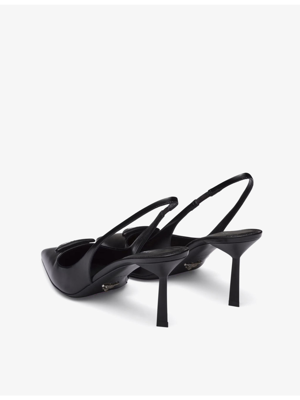 Logo-plaque slingback heeled leather pumps - 5