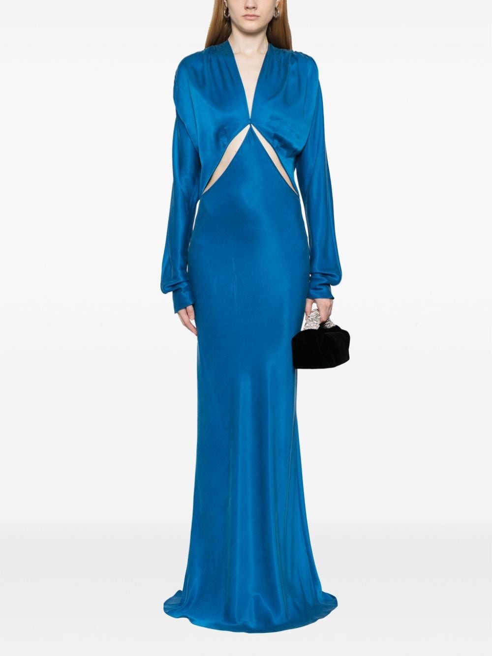 cut out-detail satin maxi dress - 2