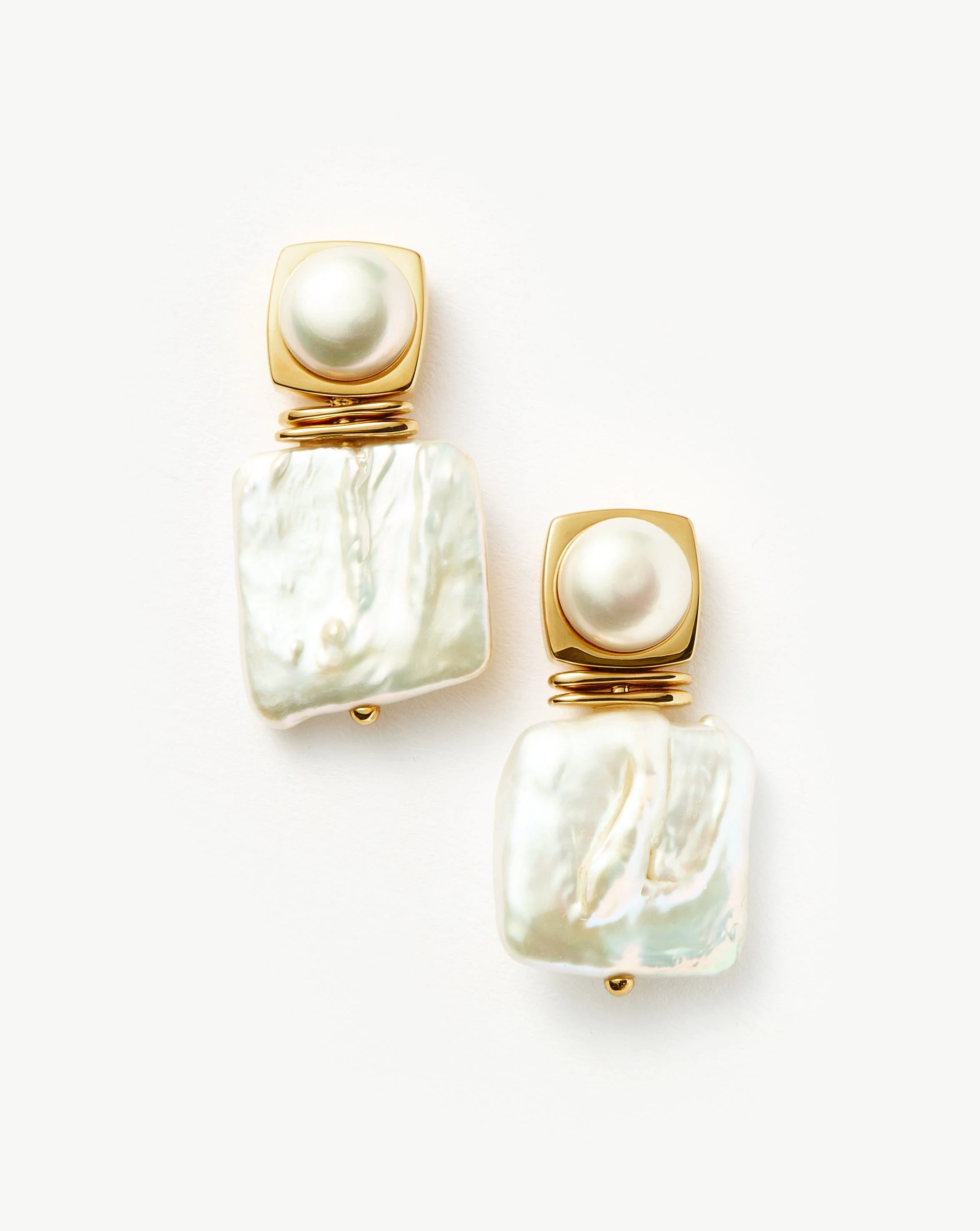 Square Pearl Statement Earrings - 1
