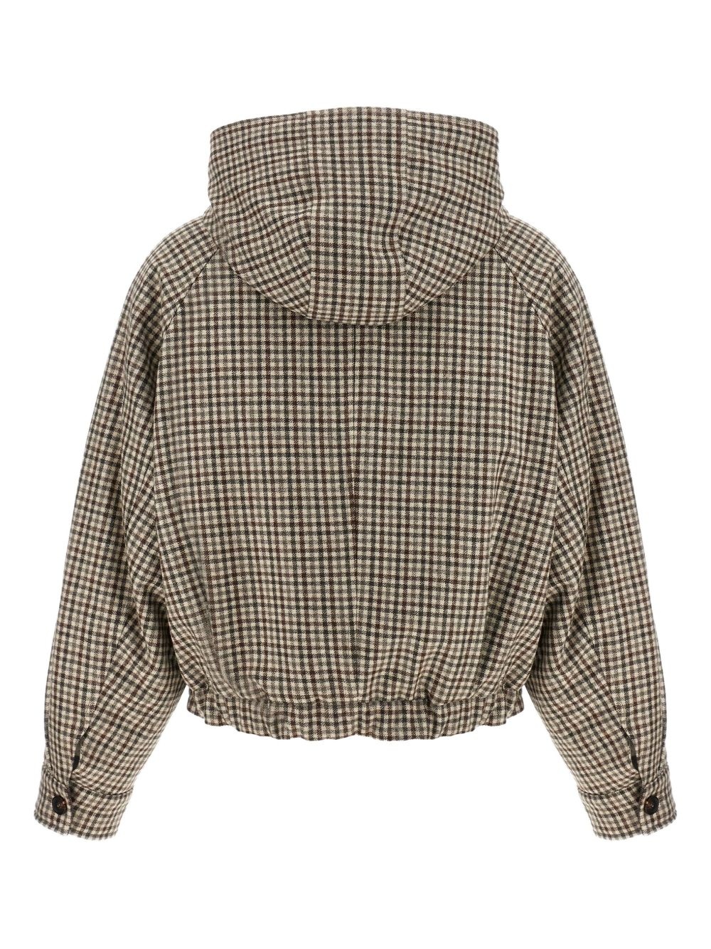 Shiny Zipper Pull check-print jacket - 2