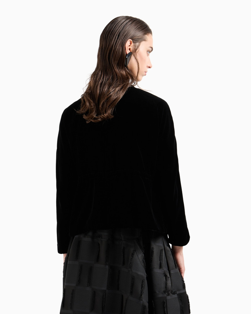 DOUBLE-BREASTED JACKET IN LIQUID VELVET WITH SATIN PIPING 3