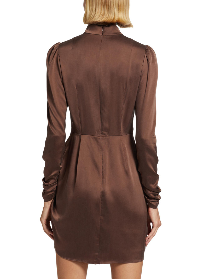 Women's Draped Silk Minidress - Chocolate 5