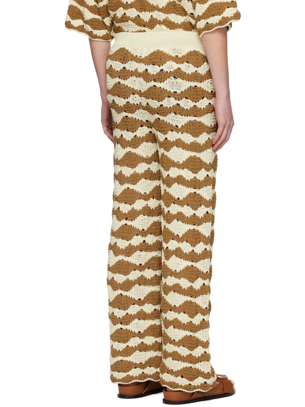 Brown & Beige Punzonato Sweatpants - 3