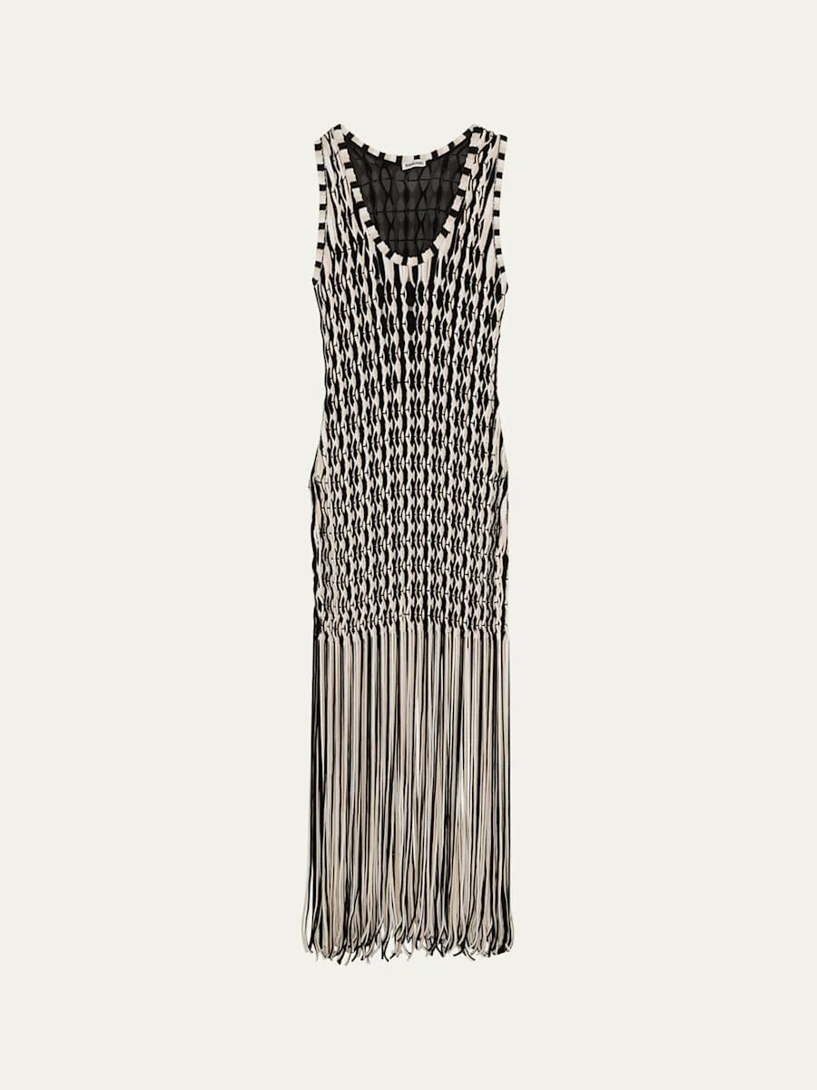 Sonia Woven Fringe Tank Dress - 1