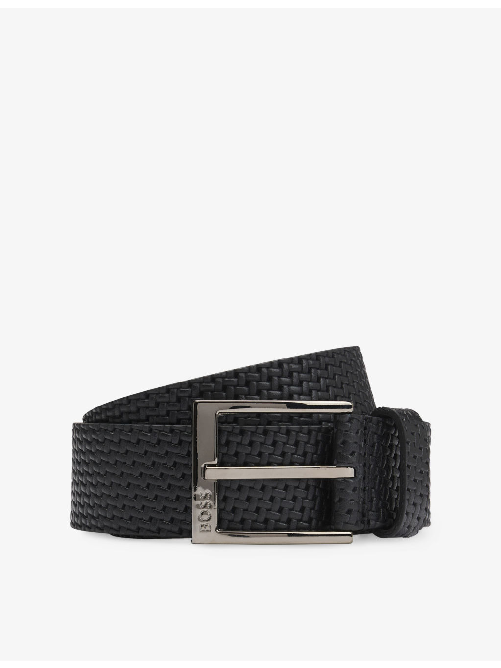 Brand-Engraved Leather Belt - 1