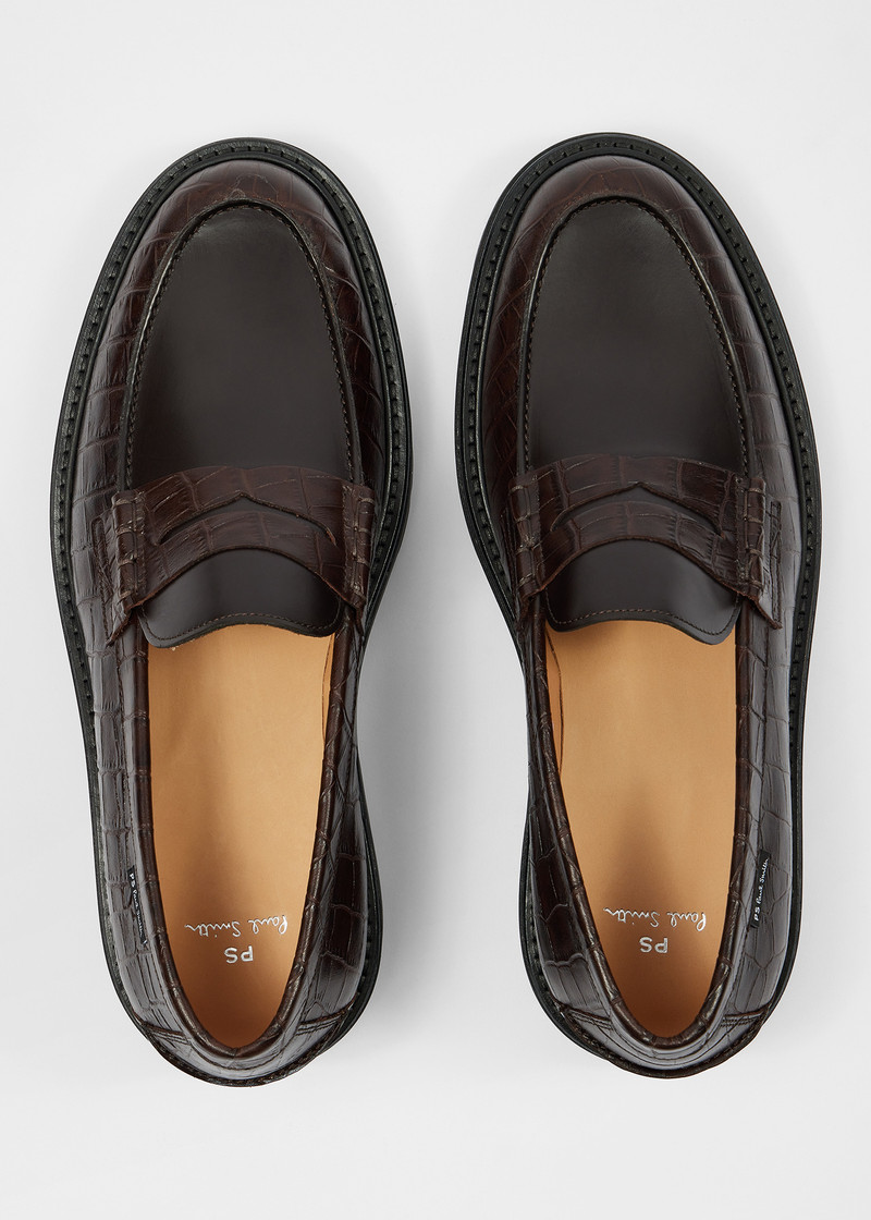 Brown Croc-Emboss 'Bolzano' Loafers 5