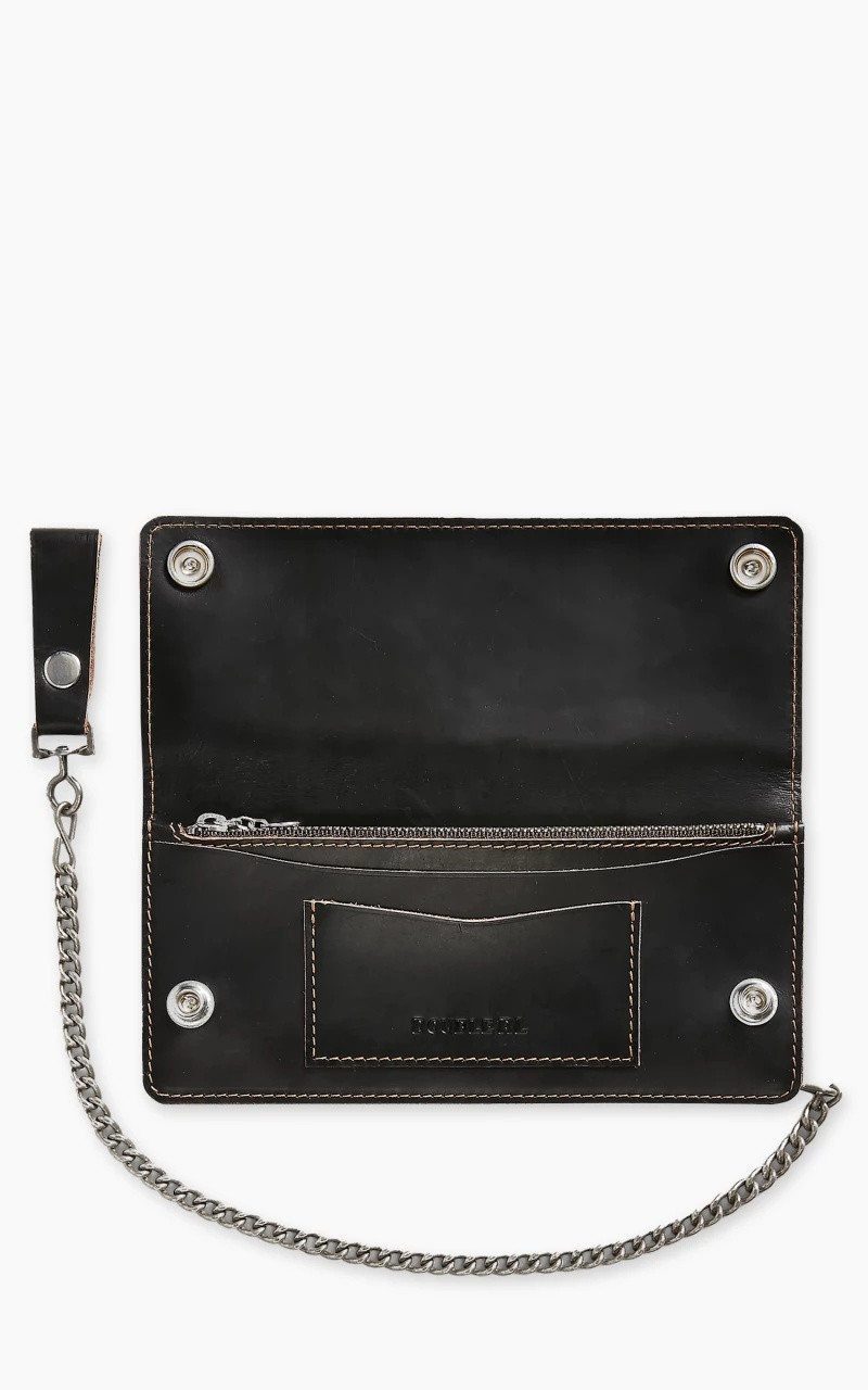 RRL by Ralph Lauren LEATHER CHAIN WALLET BLACK OVER BROWN outlook
