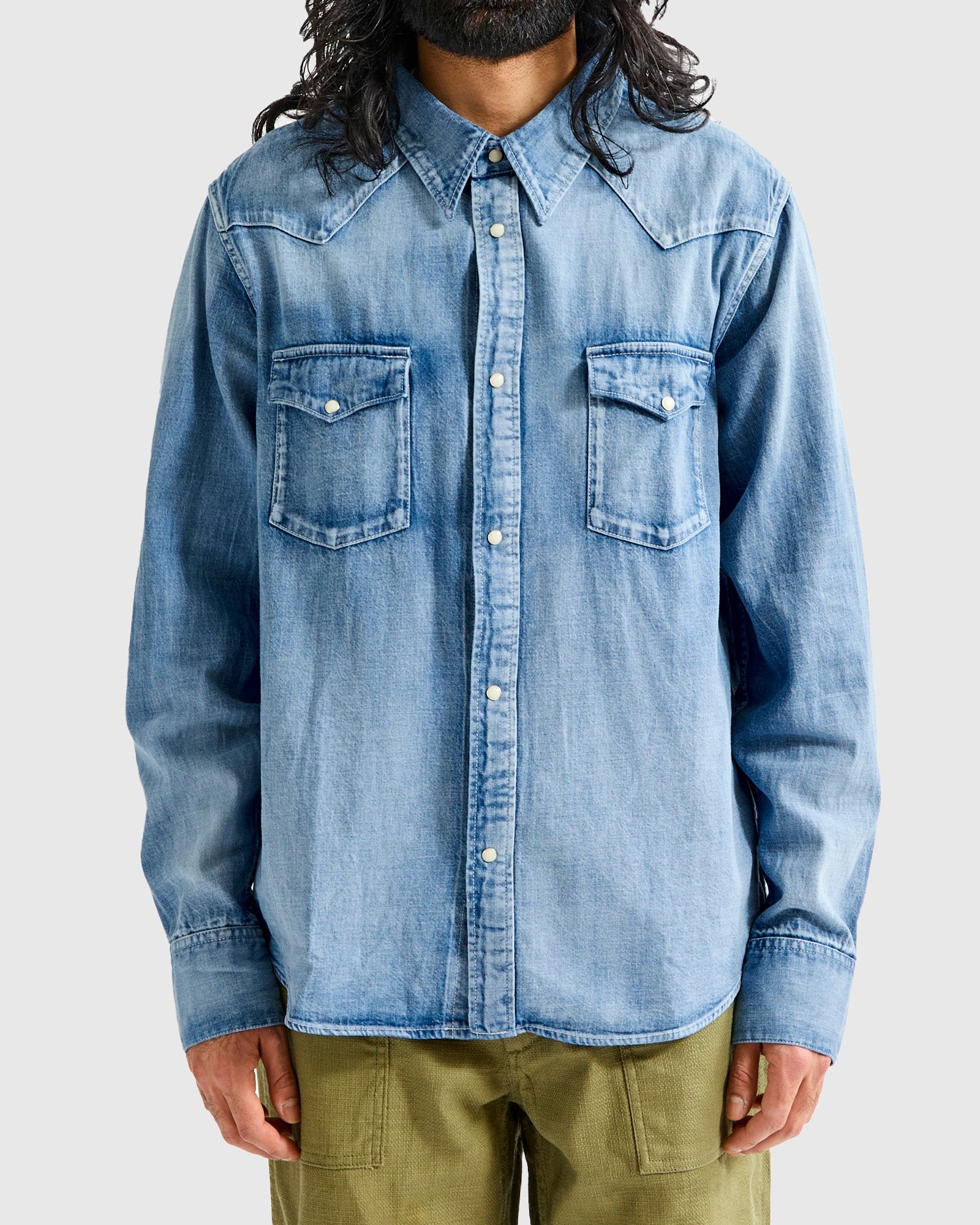 Social Sculpture Shirt Damaged in Light Indigo - 2