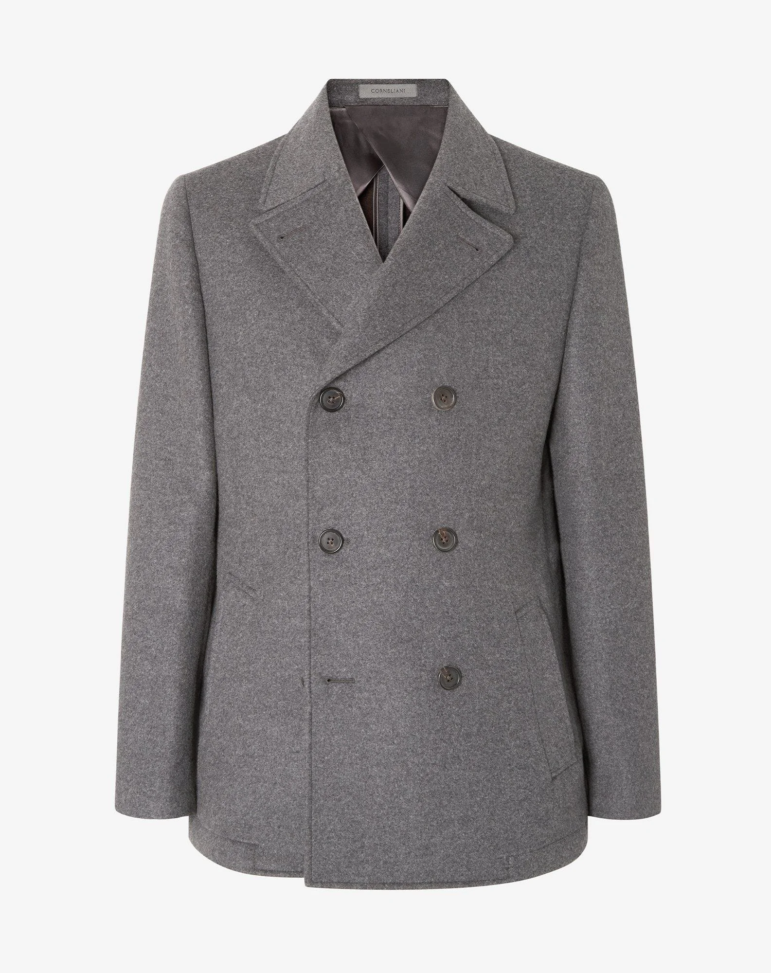 Grey reversible wool, silk and cashmere peacoat - 1