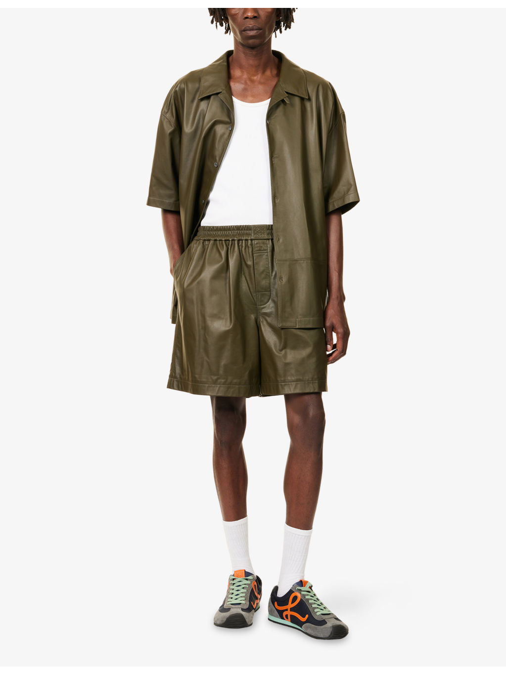 Relaxed-Fit Short-Sleeve Leather Shirt - 2
