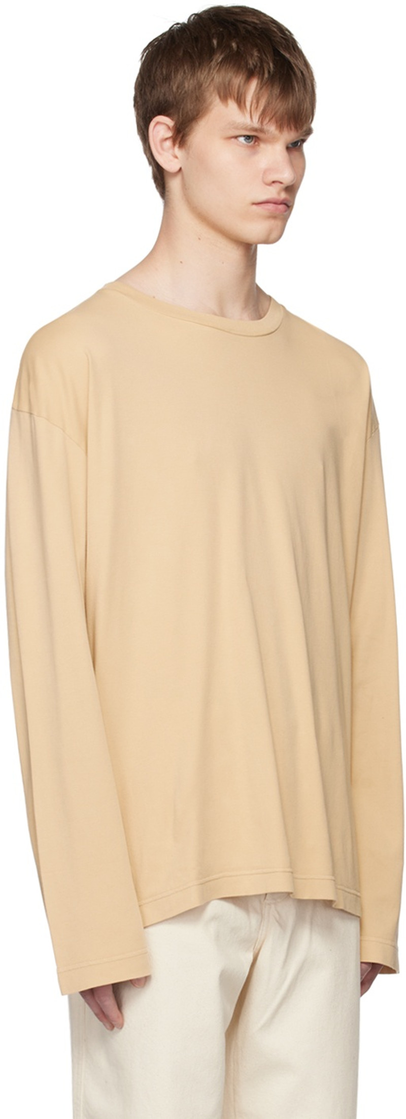 HOPE Beige Flame Clean Long Sleeve T-Shirt outlook