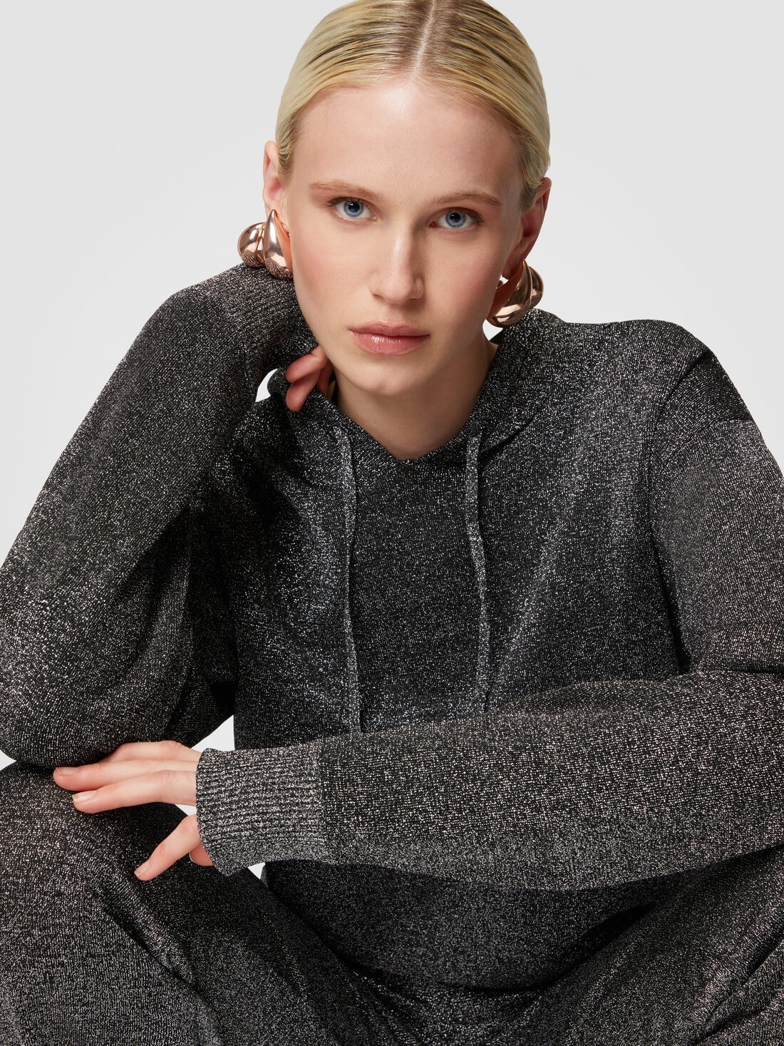 Glitter effect viscose hoodie - 5