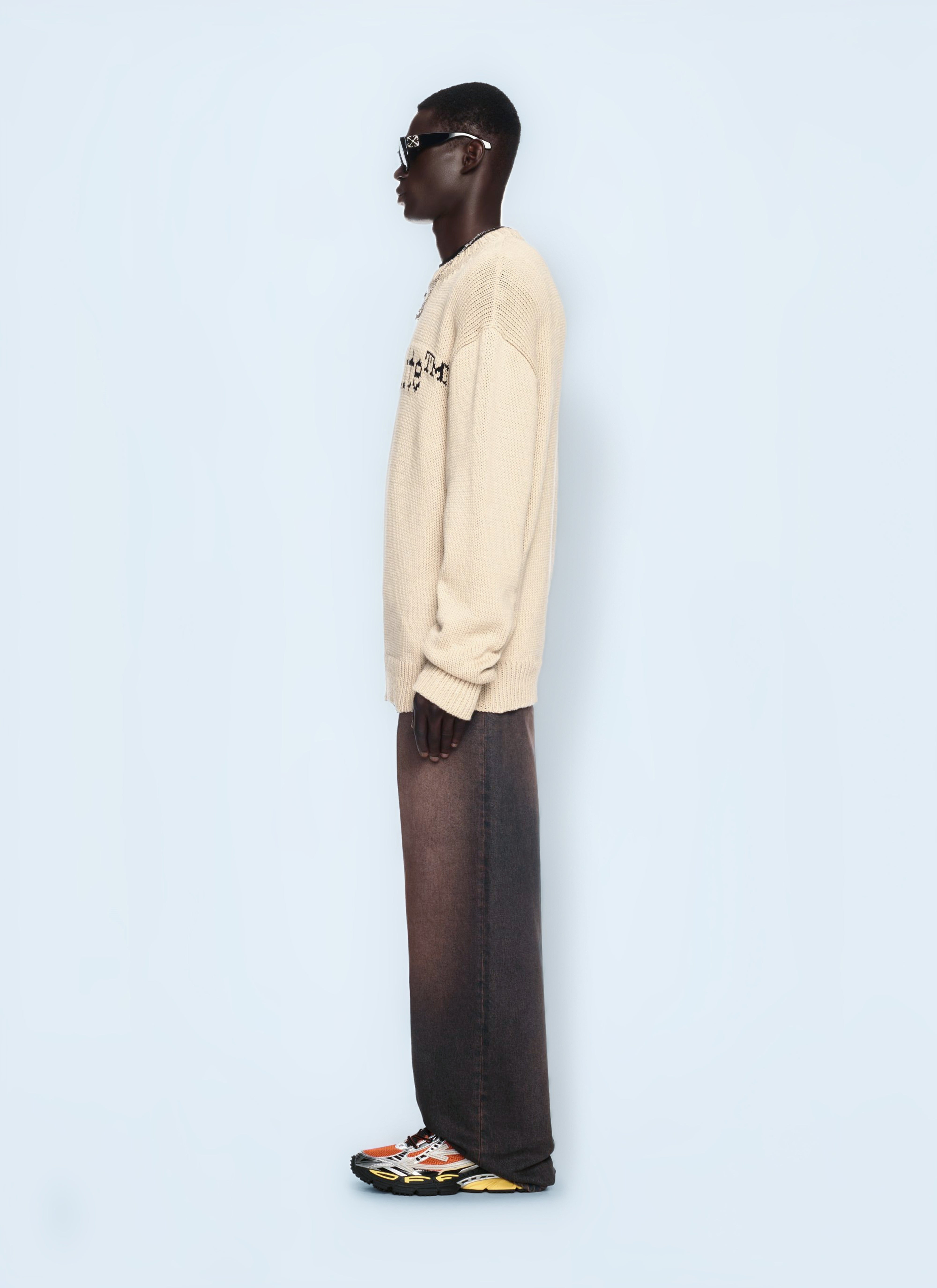 Off White Men Big Bookish Chunky Knit Sweater - 2