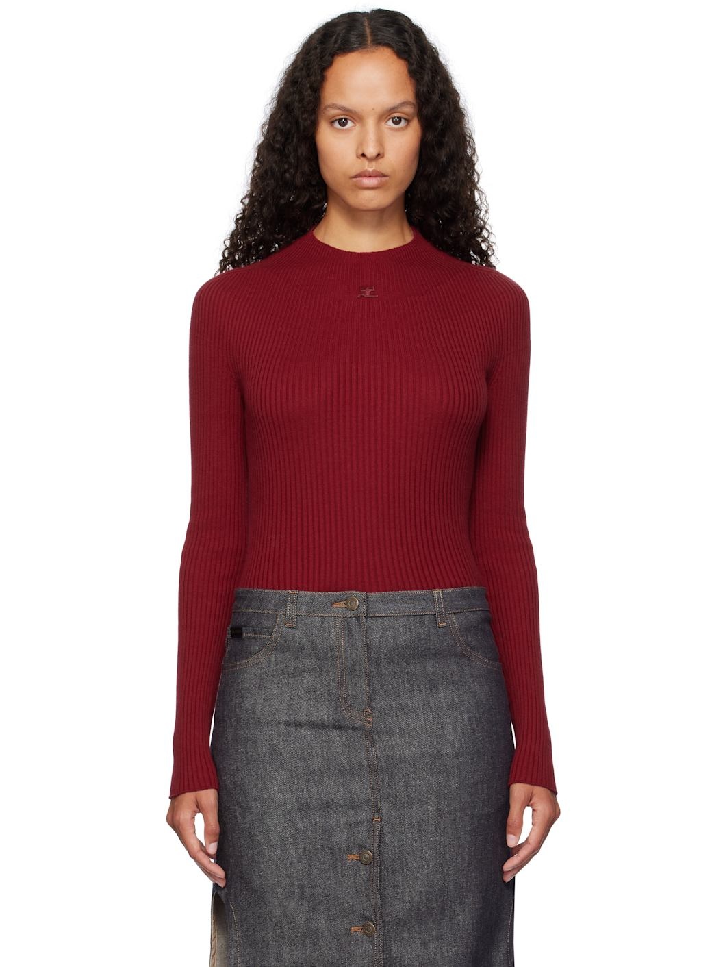 Red Long Sleeved Solar Sweater - 1